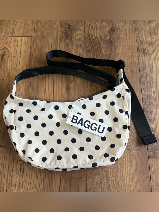 BAGGU Handbags - BAGGU Polka Dot Crossbody Bag in Black and Cream